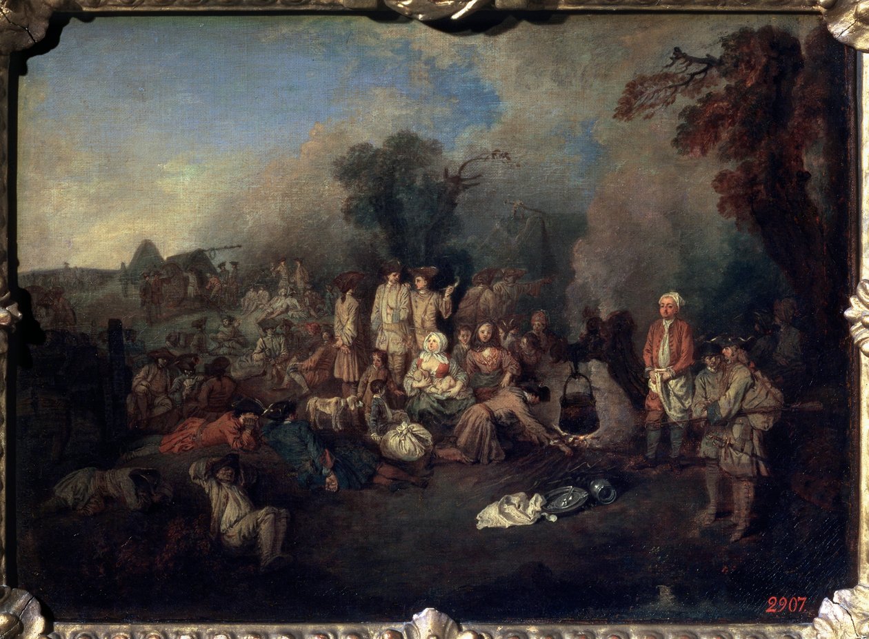 Biwak von Jean-Antoine Watteau