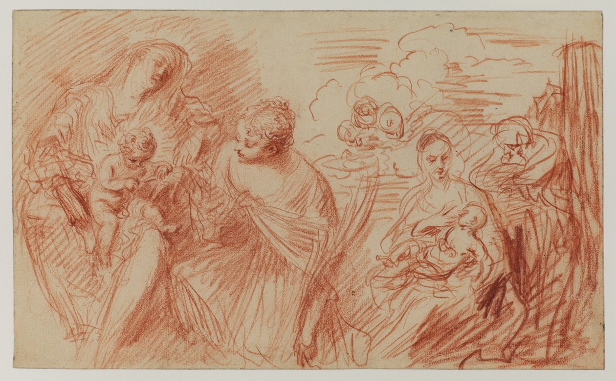 Blatt mit Studien nach alten Meistern von Jean Antoine Watteau