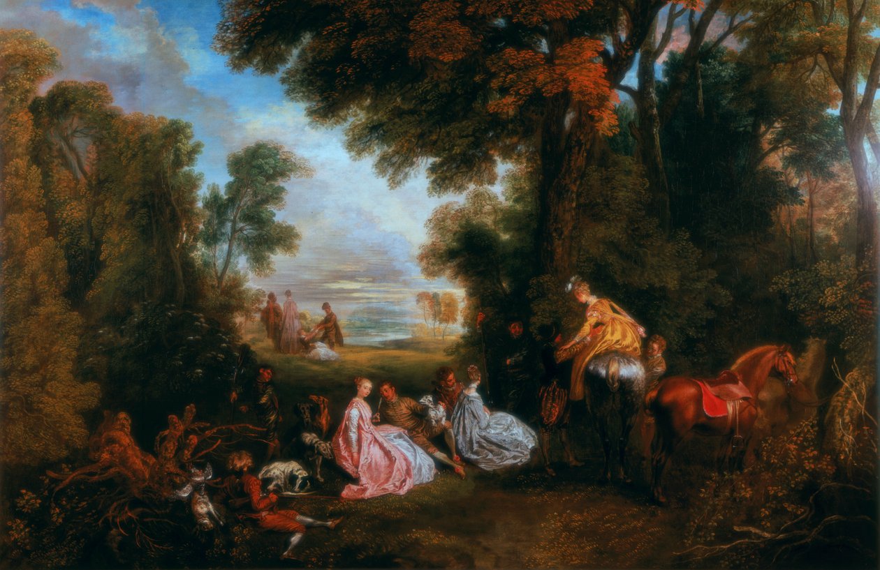 Die Rast während der Jagd, 1717-1720 von Jean Antoine Watteau
