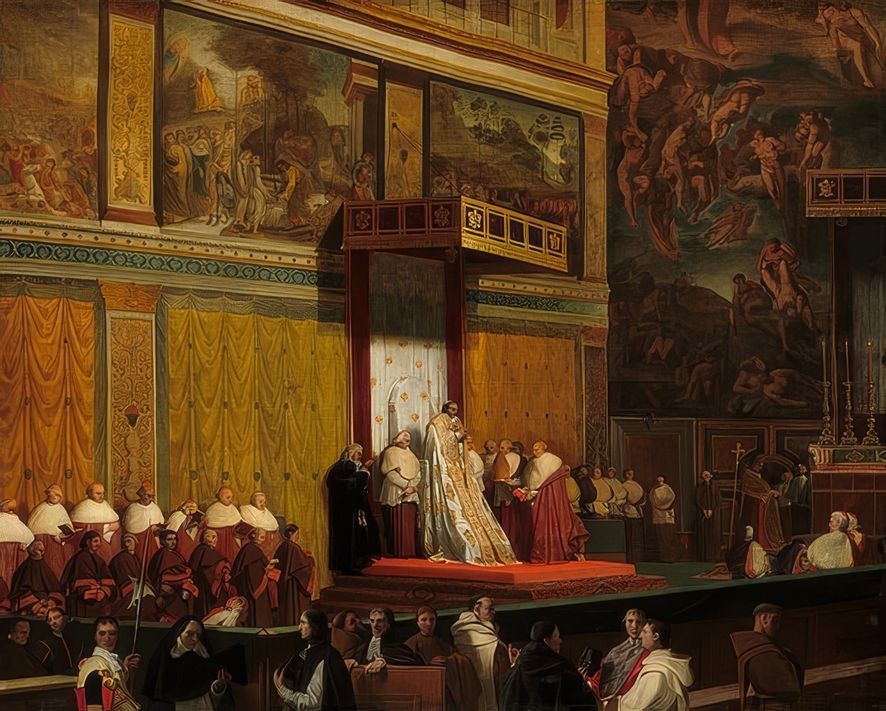 Papst Pius VII in der Sixtinischen Kapelle von Jean Auguste Dominique Ingres