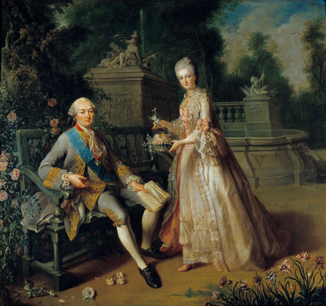 Louis Jean Marie de Bourbon, Herzog von Penthièvre und seine Tochter Louise Adelaide, die Herzogin von Orléans wurde von Jean Baptiste Charpentier