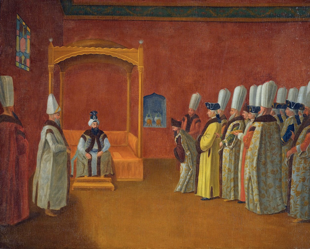 Sultan Ahmed III. empfängt eine europäische Botschafterdelegation im Topkapi-Palast von Jean Baptiste (circle of) Vanmour
