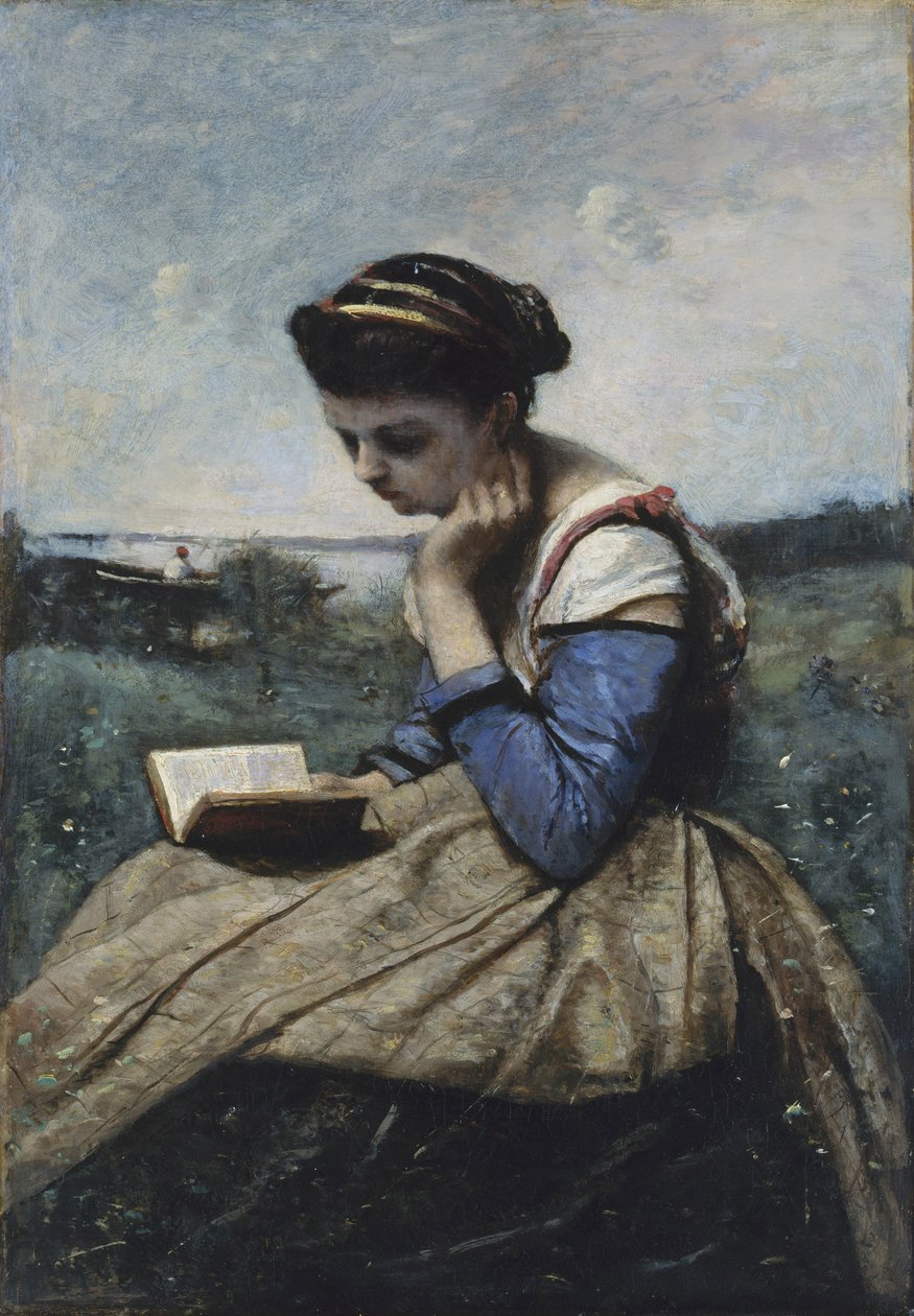 Eine Frau beim Lesen von Jean Baptiste Camille Corot