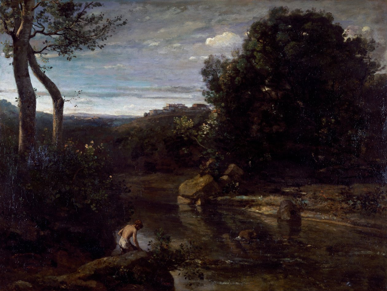 Ein Pastor beim Baden von Jean Baptiste Camille Corot