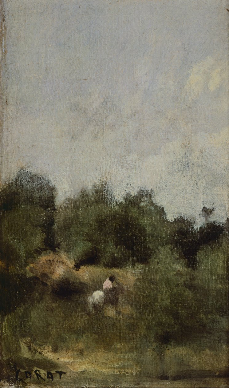 Ein Reiter auf dem Land, von Jean-Baptiste-Camille Corot von Jean Baptiste Camille Corot