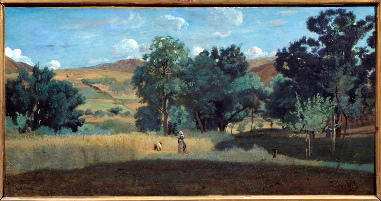 Ein Weizenfeld im Morvan im Jahr 1842 von Jean Baptiste Camille Corot