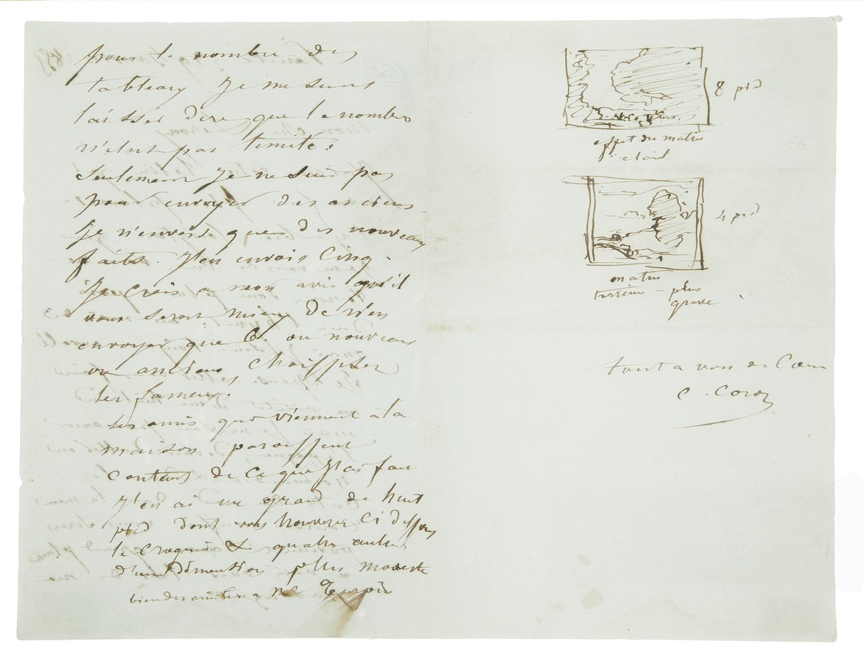 Autographenbrief an den Landschaftsmaler und Politiker Charles Le Roux, Paris, 29. Januar 1855 von Jean Baptiste Camille Corot