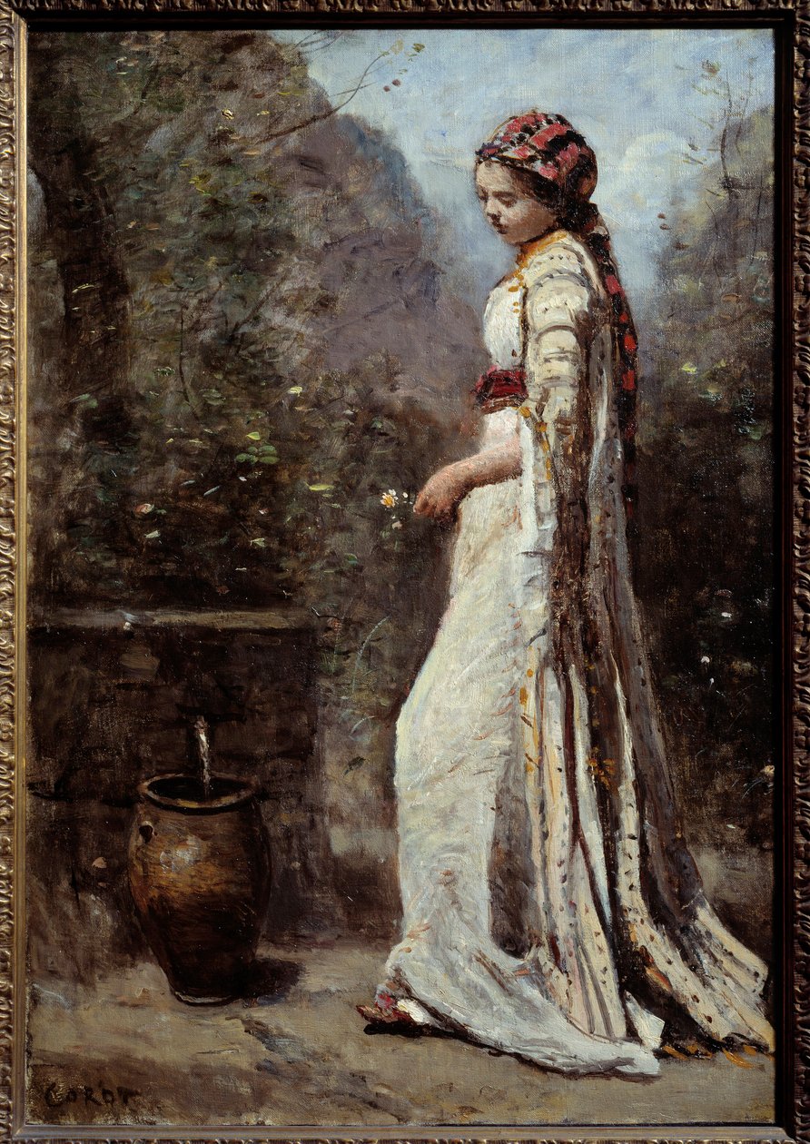 Griechisches Mädchen am Brunnen von Jean Baptiste Camille Corot
