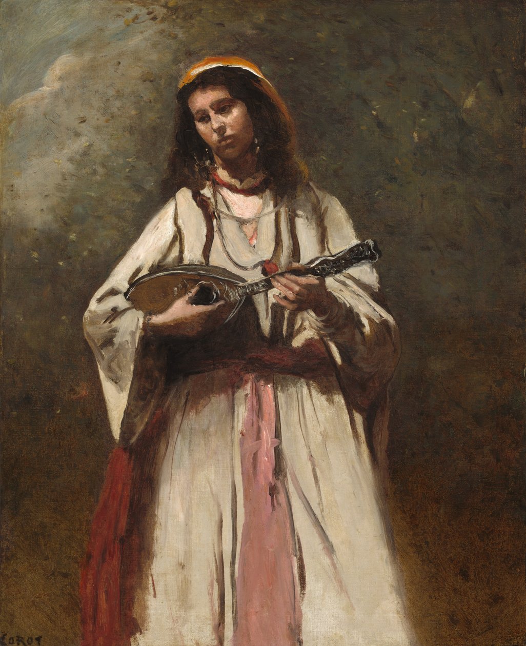Zigeunerin mit Mandoline, um 1870 von Jean Baptiste Camille Corot
