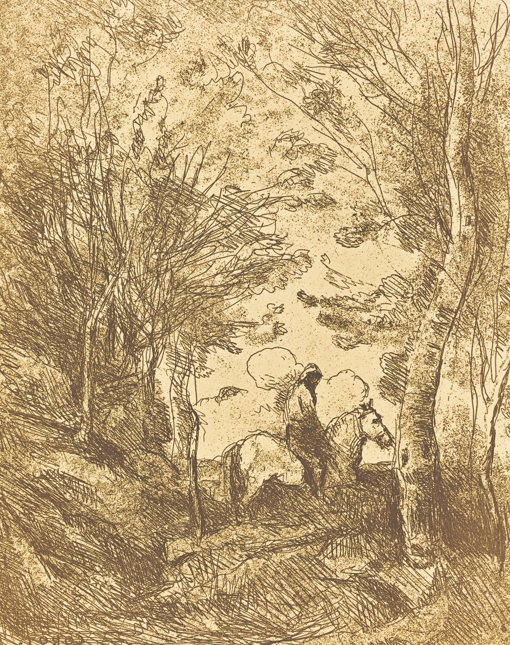 Reiter im Wald, Große Platte Le Grand Cavalier sous bois von Jean Baptiste Camille Corot