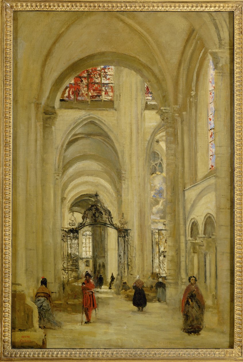 Die Kathedrale von Sens, Innenansicht von Jean Baptiste Camille Corot