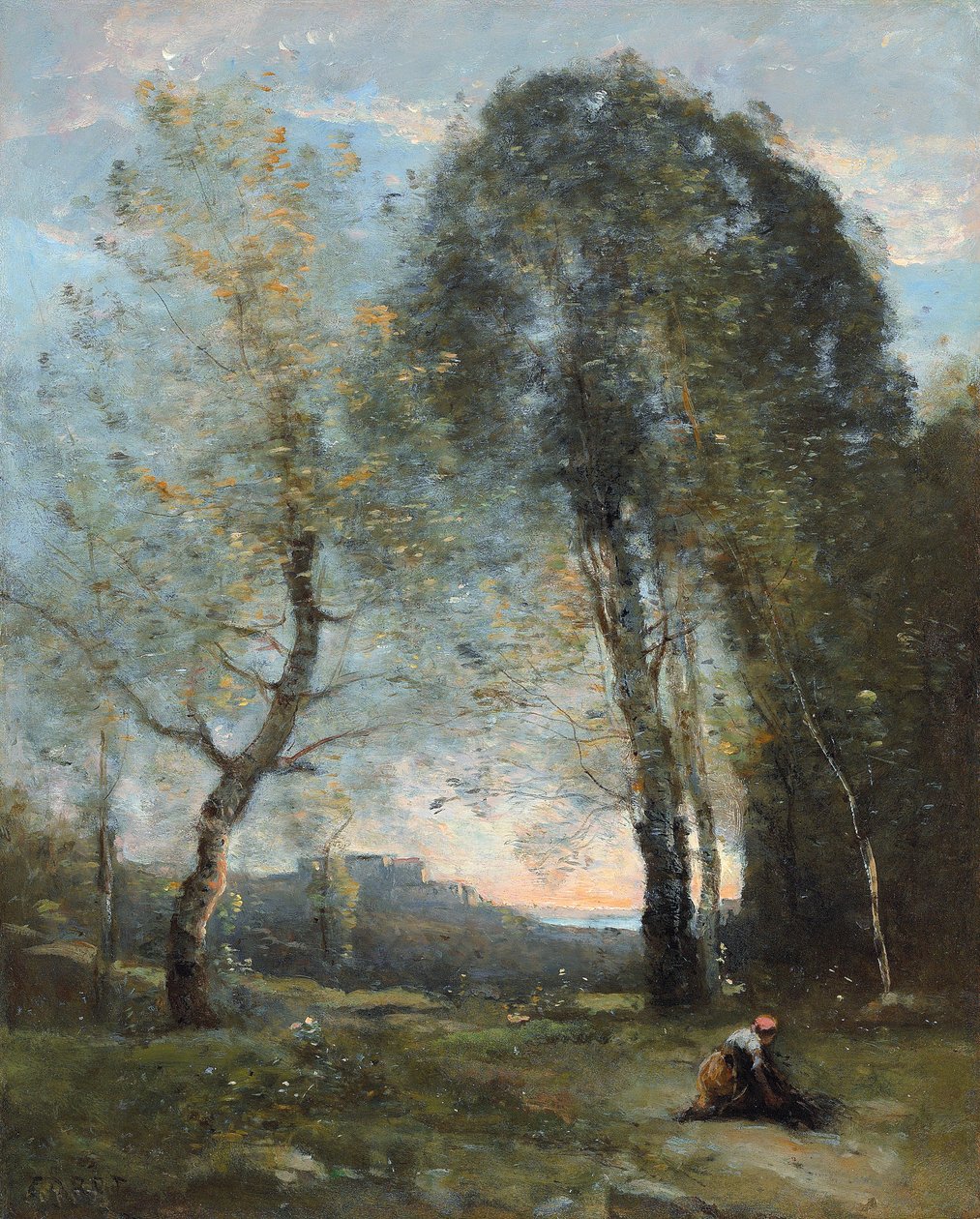 Bäuerin sammelt Holz, Italien, ca. 1870-2 von Jean Baptiste Camille Corot