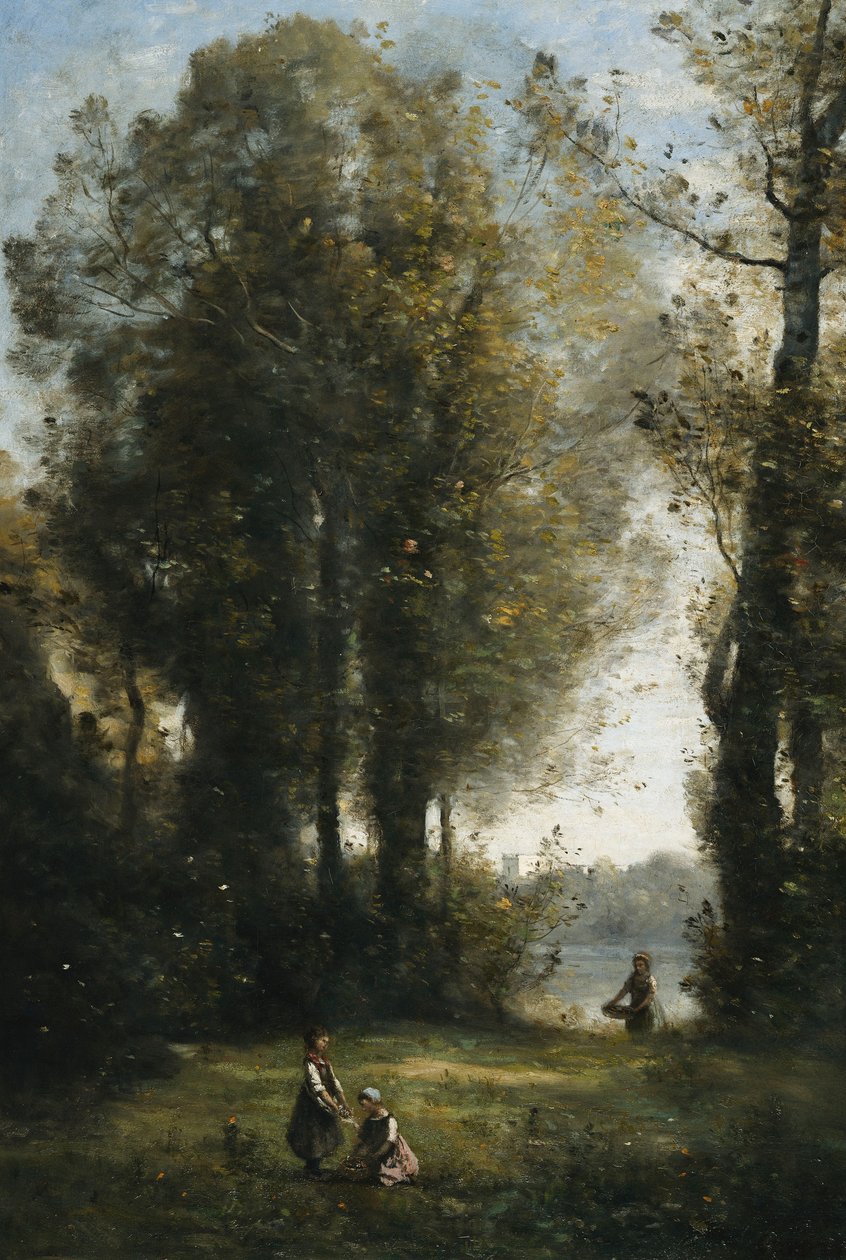 Gänseblümchen pflücken, ca. 1865-1870 von Jean Baptiste Camille Corot