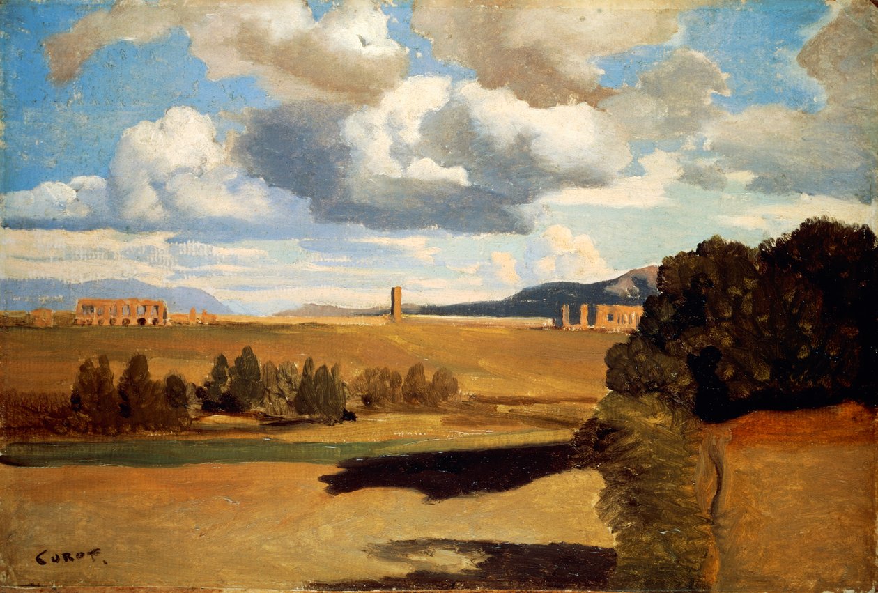 Römische Campagna mit Claudian-Aquädukt von Jean Baptiste Camille Corot