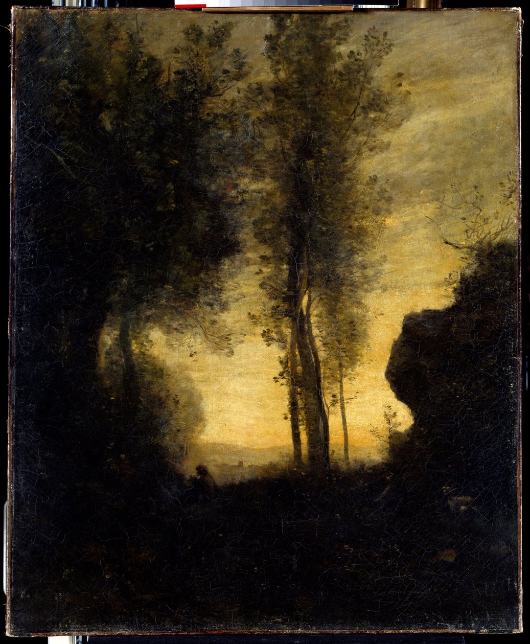 Sitzende Ziege spielt Flöte in einer Lichtung von Jean Baptiste Camille Corot