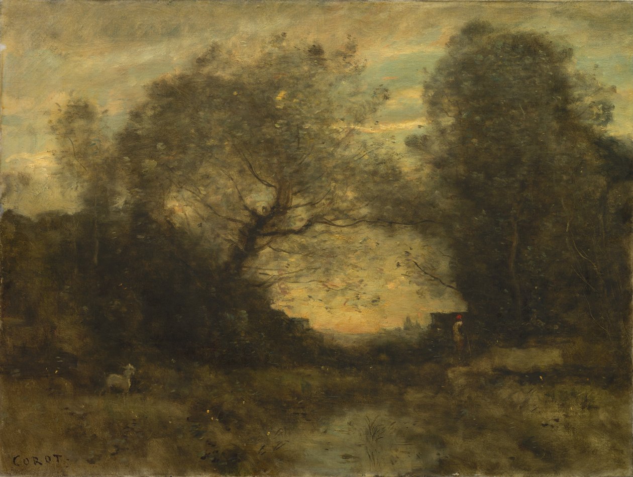Der Teich am Eingang des Waldes von Jean Baptiste Camille Corot