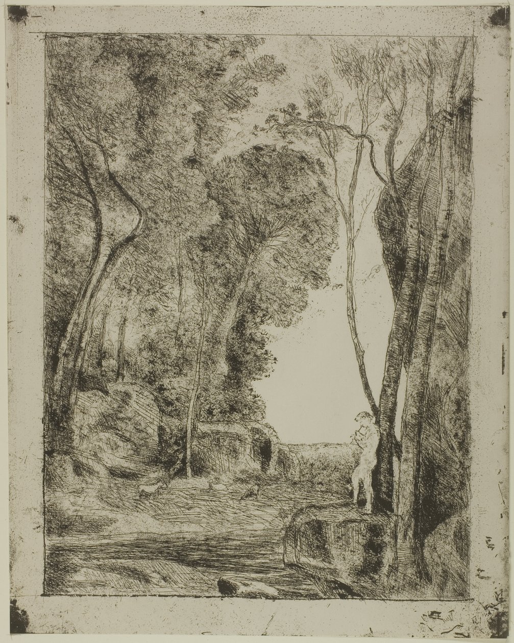 Der junge Schäfer, erste Tafel von Jean Baptiste Camille Corot