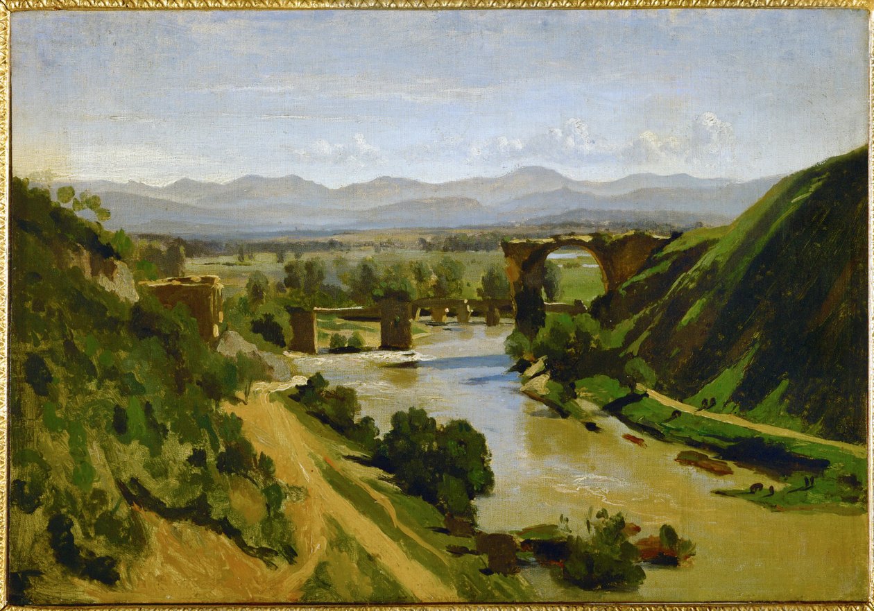 Die Brücke von Narni, Italien von Jean Baptiste Camille Corot