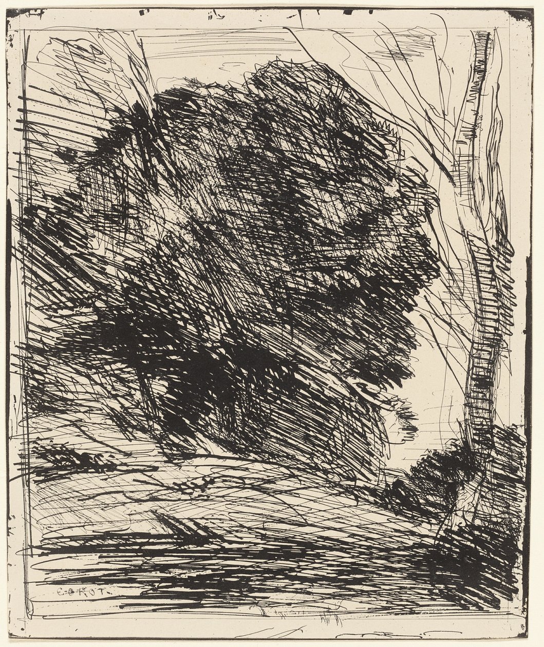 Bäume an einem Berghang von Jean Baptiste Camille Corot