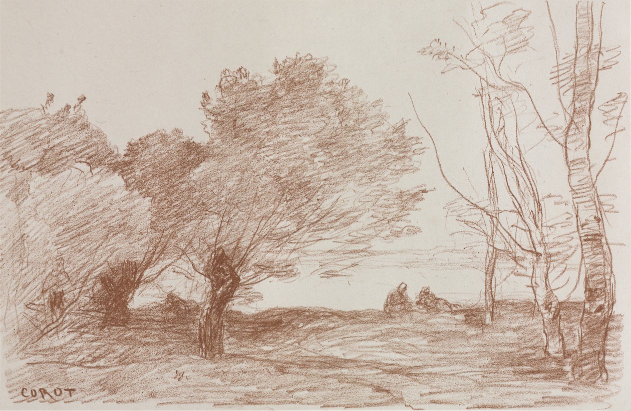 Weiden und Pappeln von Jean Baptiste Camille Corot