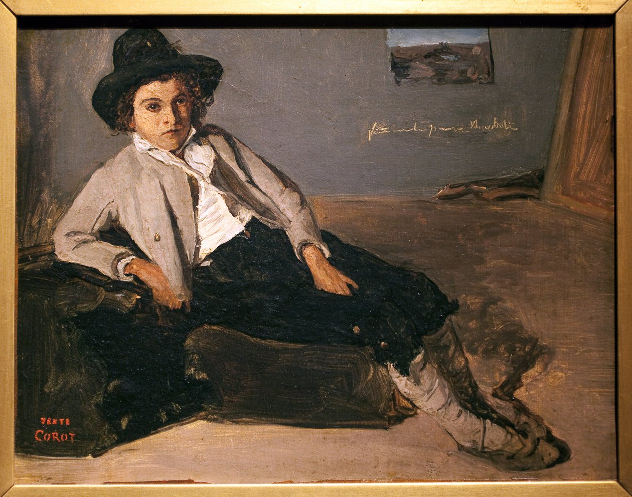 Junger Italiener sitzend von Jean-Baptiste-Camille Corot