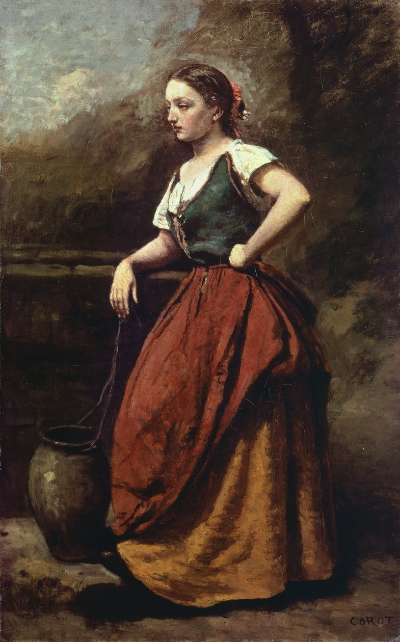 Junge Frau am Brunnen von Jean Baptiste Camille Corot