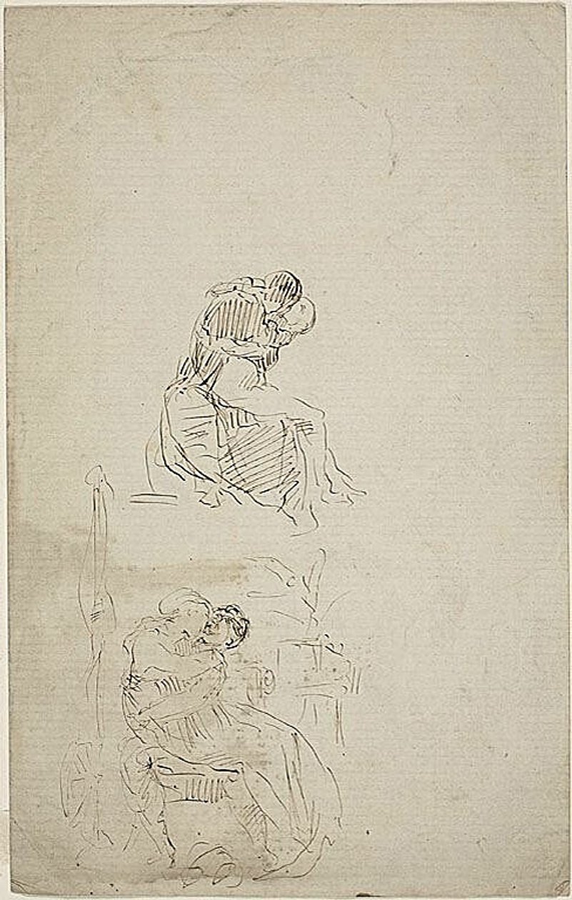 Zwei sitzende umarmende Paare von Jean-Baptiste Carpeaux