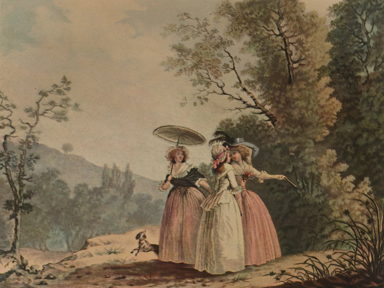 La Graces Parisiennes Au Bois De Vincennes, 1790, 1913 von Jean Baptiste Chapuy