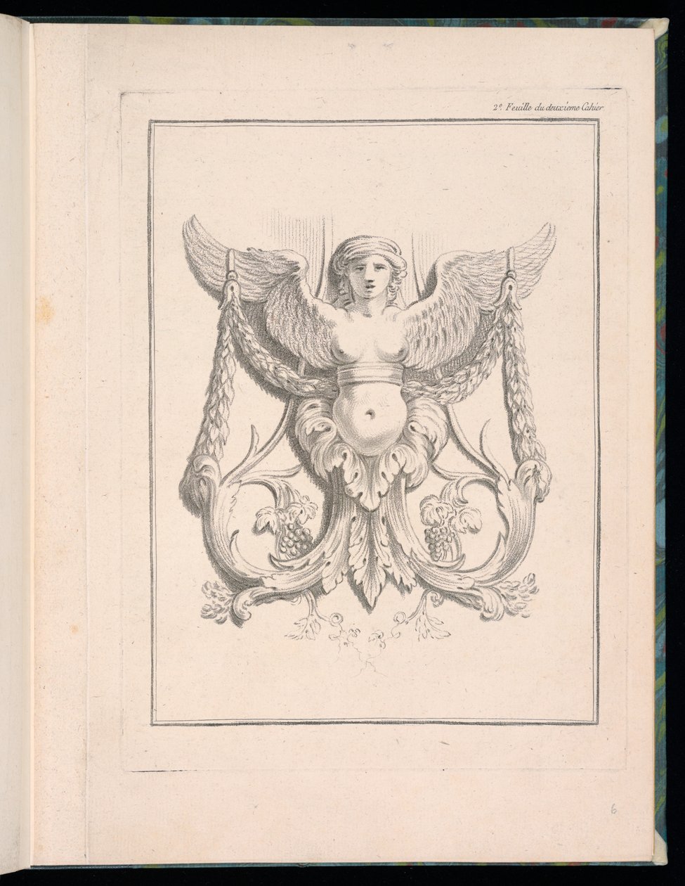 Design für eine Sphinx, pl. 2, Deuxieme Cahiers des arabesques dessinés par J. B. Huet... [Buch 2, Portfolios von Arabesken entworfen von J.B. Huet] von Jean Baptiste Huet