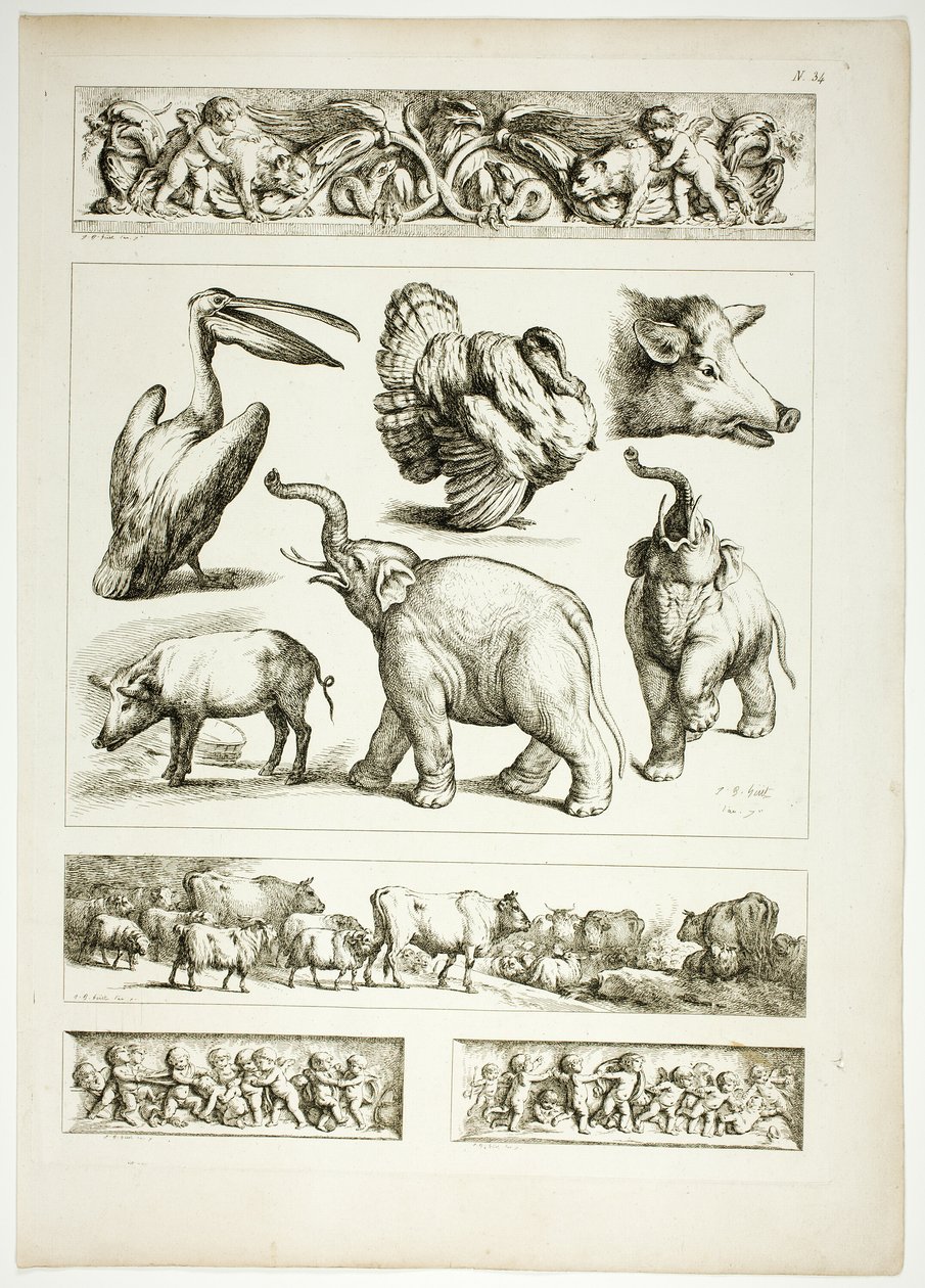 Platte 34 von 38 aus Oeuvres de J. B. Huet von Jean Baptiste Huet