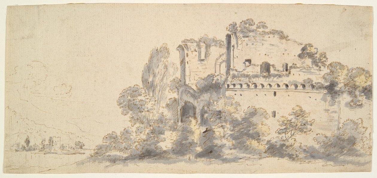 Italienische Landschaft mit Ruinen von Jean Baptiste Lallemand