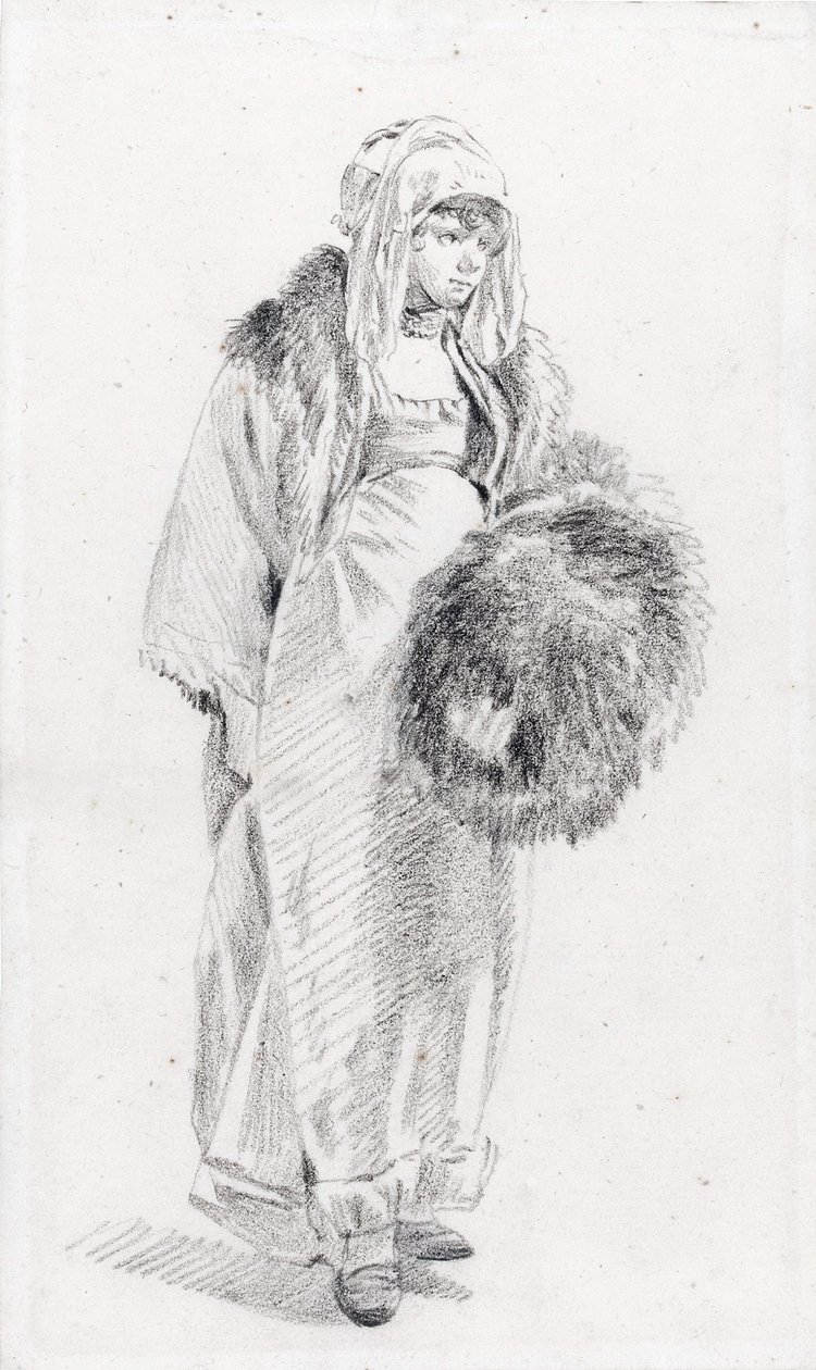 Russische Frau mit Pelzmuff von Jean Baptiste Le Prince