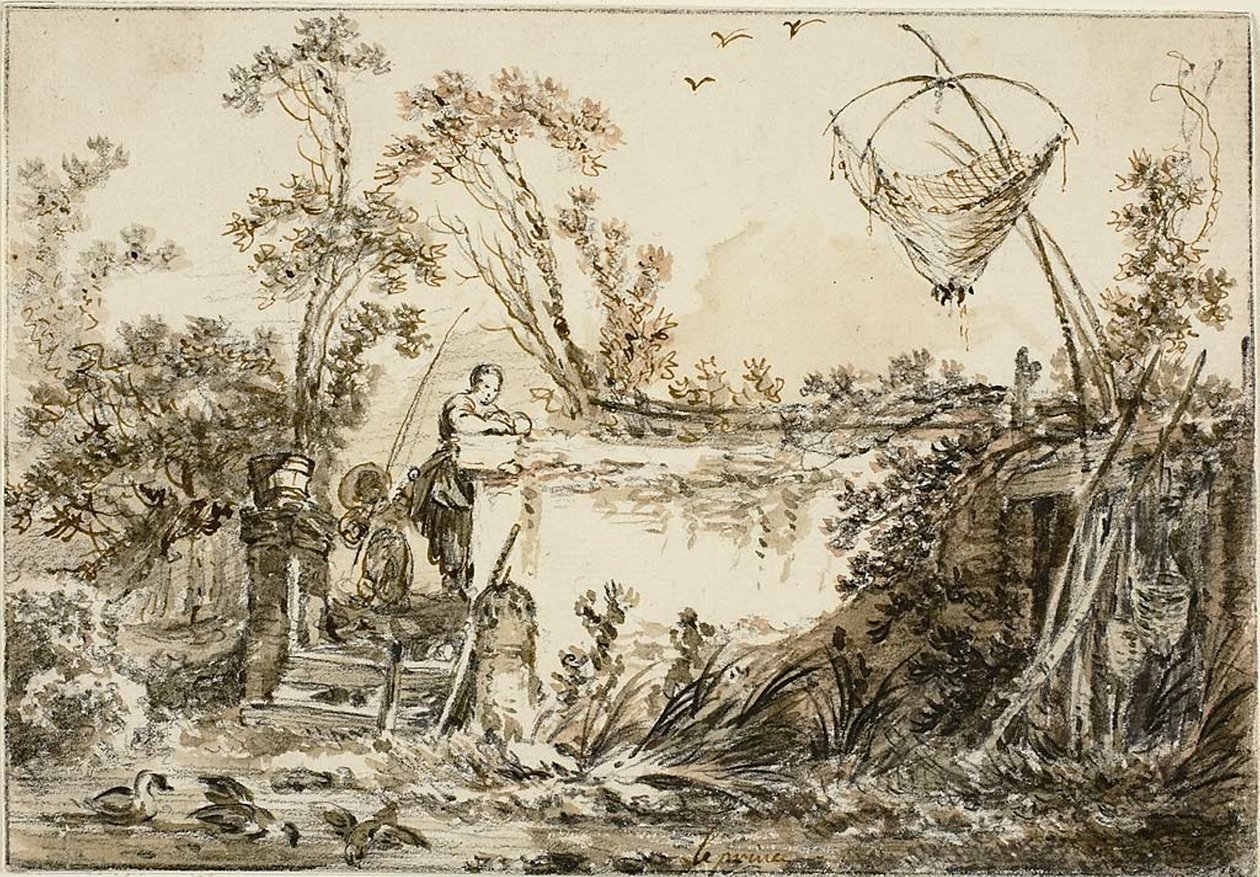 Studie für das Frontispiz, für Varie Vedute del Gentile von Jean Baptiste Le Prince