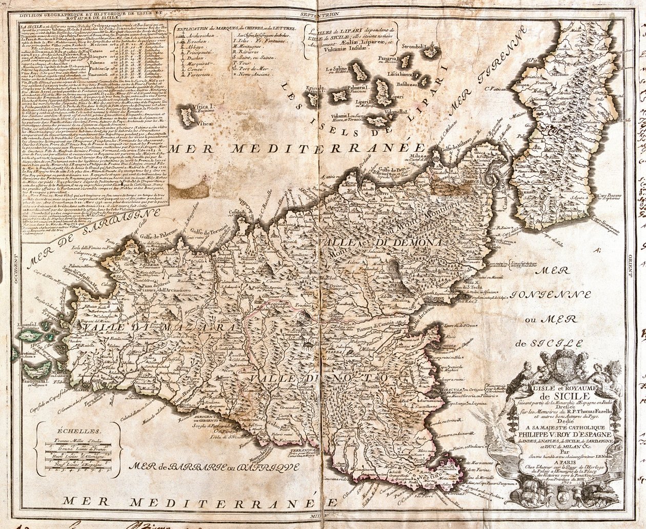 Karte des Königreichs Sizilien (Italien) von Jean Baptiste Nolin