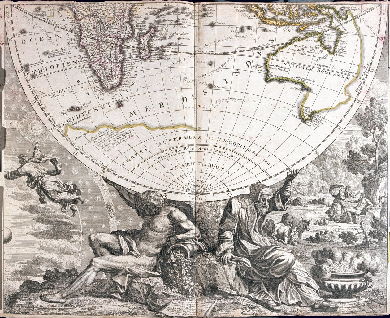 Karte der südlichen Hemisphäre der Welt von Jean Baptiste Nolin
