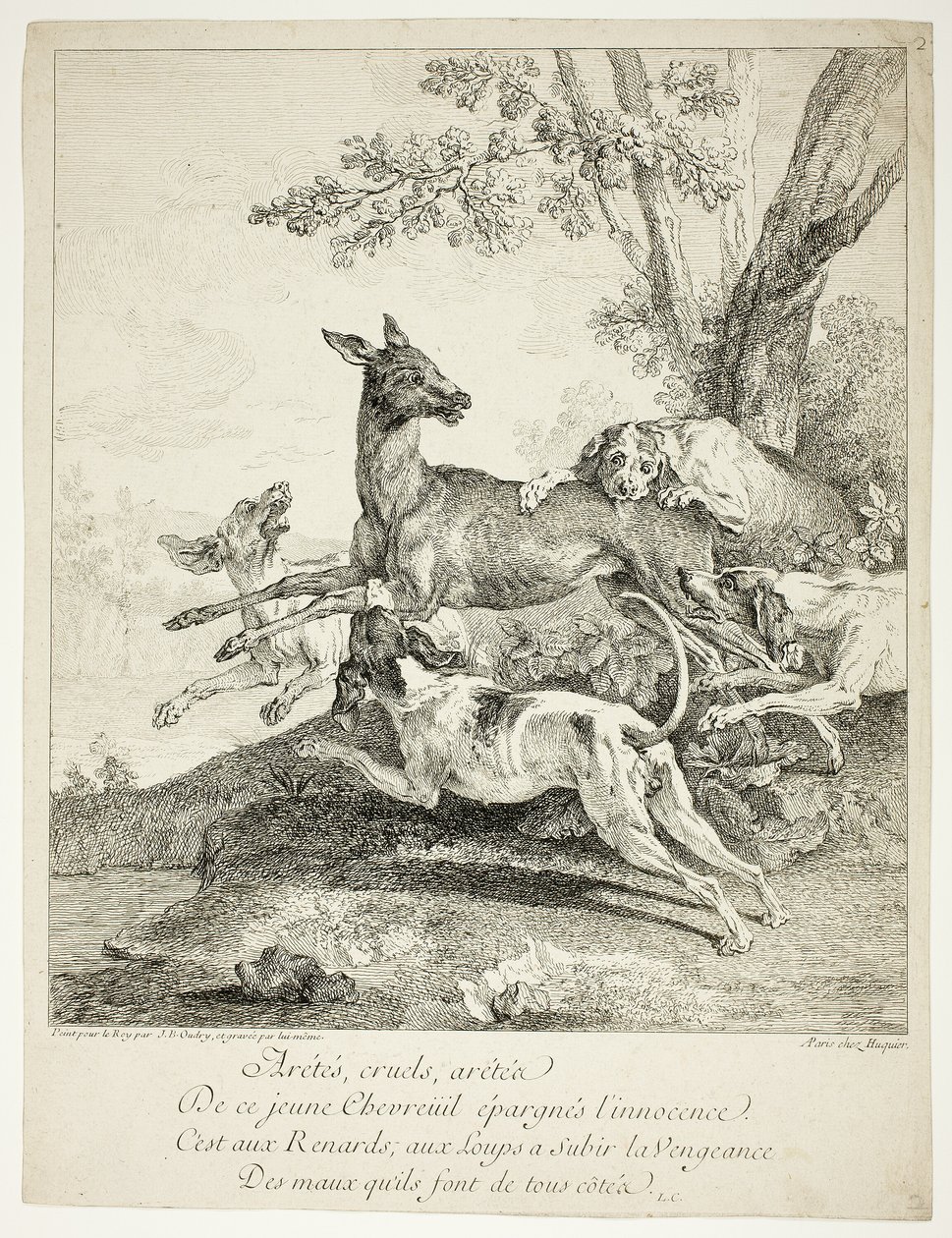 Hirsch von Hunden angegriffen von Jean Baptiste Oudry