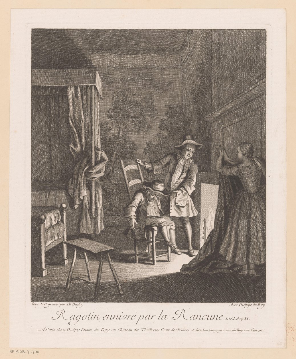 Ragotin betrunken auf einem Stuhl am Feuer (Scènes aus dem Roman Comique von Scarron) von Jean Baptiste Oudry