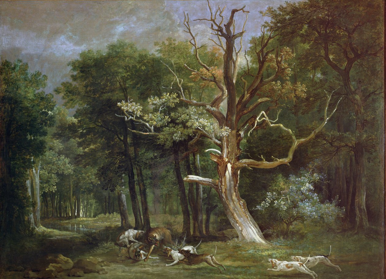 Wolfsjagd im Wald von Saint-Germain, 1748 von Jean Baptiste Oudry