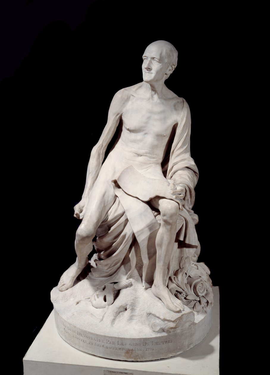 Francois-Marie Arouet genannt Voltaire nackt (1694-1778). Marmorskulptur von Jean-Baptiste Pigalle (1714-1785) 1776. Paris, Louvre von Jean Baptiste Pigalle