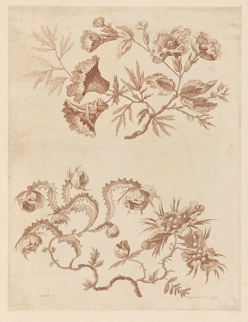 Blumenzweige, aus "Recueil de Differentes Fleurs de Fantaisie Dans le Goût Chinois" von Jean Baptiste Pillement
