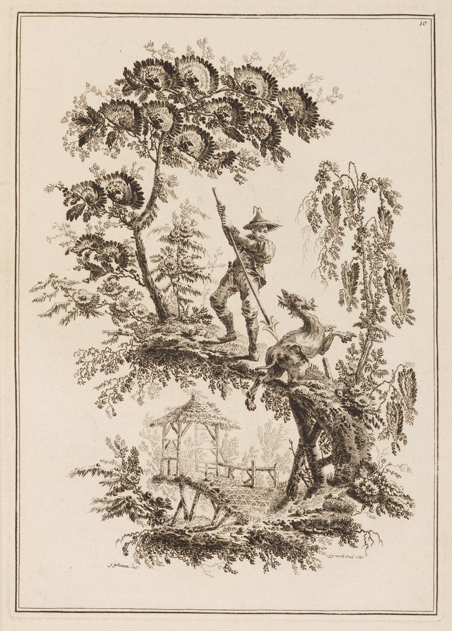 Tafel 10, aus "Suite de Douze Pêcheurs et Chasseurs" von Jean Baptiste Pillement