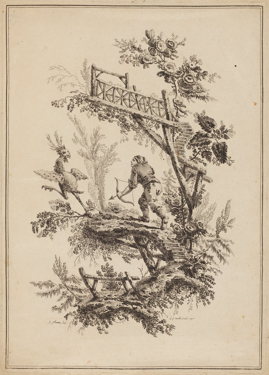Tafel 12, aus "Suite de Douze Pêcheurs et Chasseurs" von Jean Baptiste Pillement