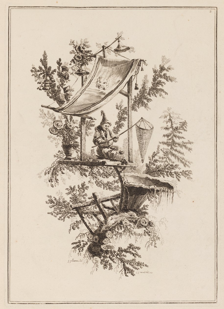 Platte 2, "Suite de douze Pêcheurs et Chasseurs" von Jean Baptiste Pillement