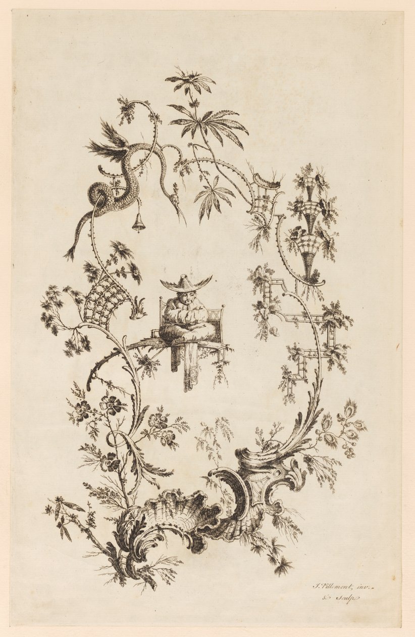 Tafel 5, aus "Ein neues Buch chinesischer Ornamente" von Jean Baptiste Pillement