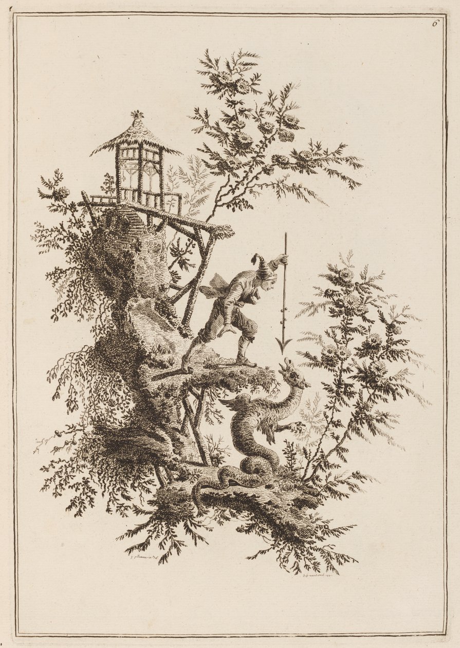 Tafel 6, "Suite de douze Pêcheurs et Chasseurs" von Jean Baptiste Pillement