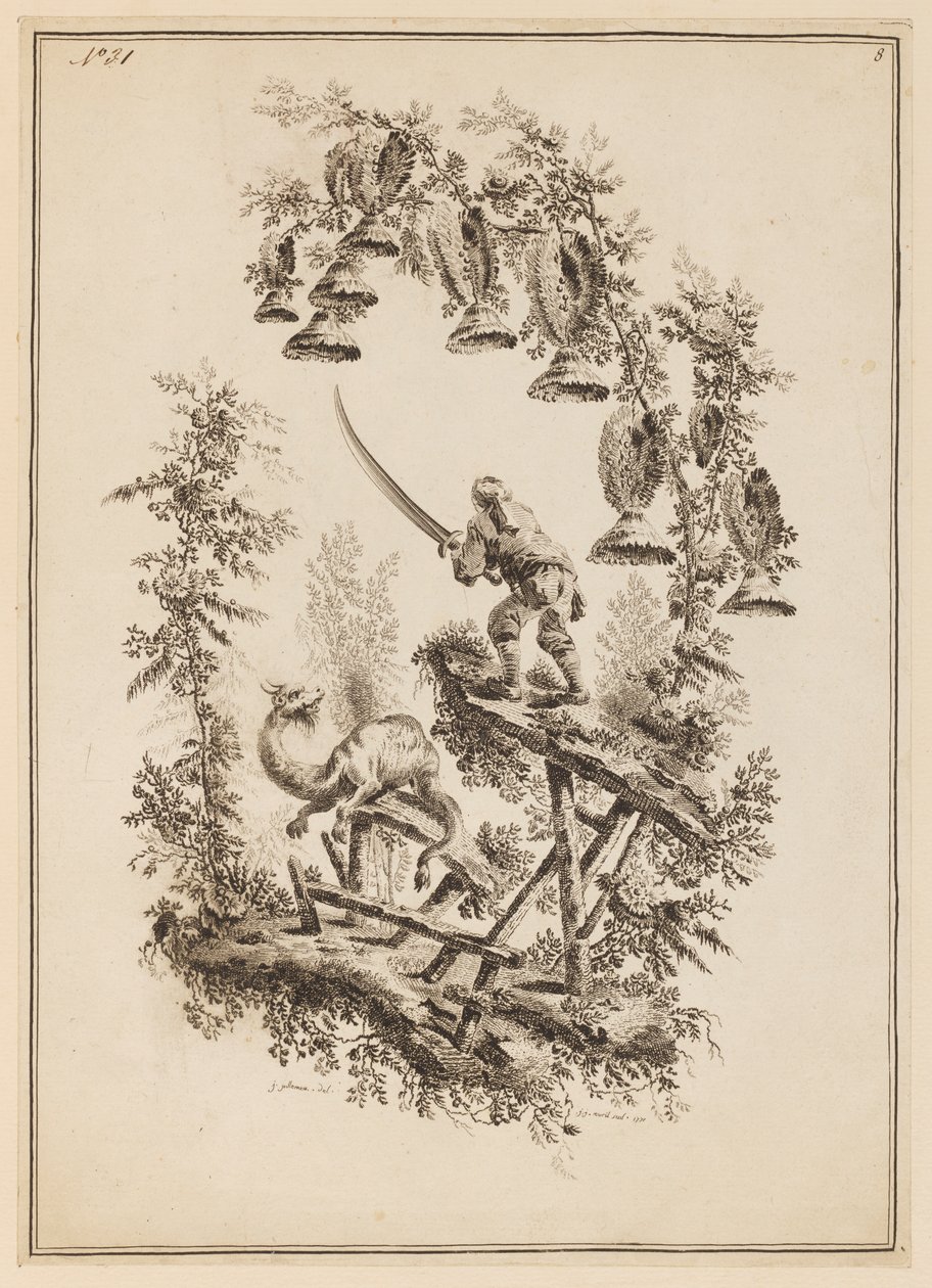 Tafel 8, "Suite de douze Pêcheurs et Chasseurs" von Jean Baptiste Pillement