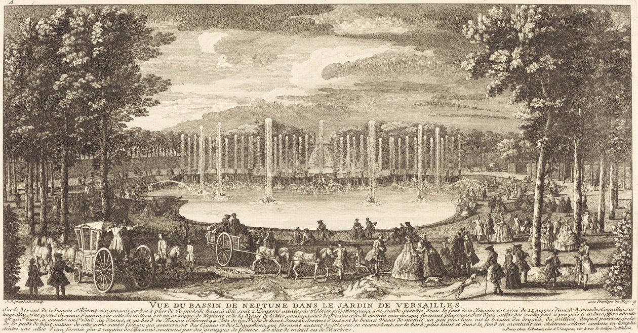 Blick auf das Neptunbecken im Garten von Versailles von Jean Baptiste Rigaud