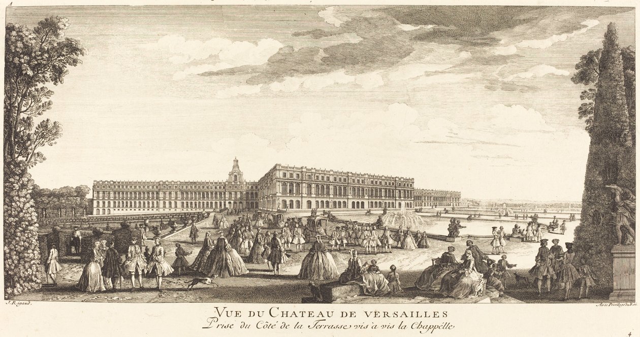 Ansicht des Schlosses von Versailles von der Terrasse gegenüber der Kapelle von Jean Baptiste Rigaud