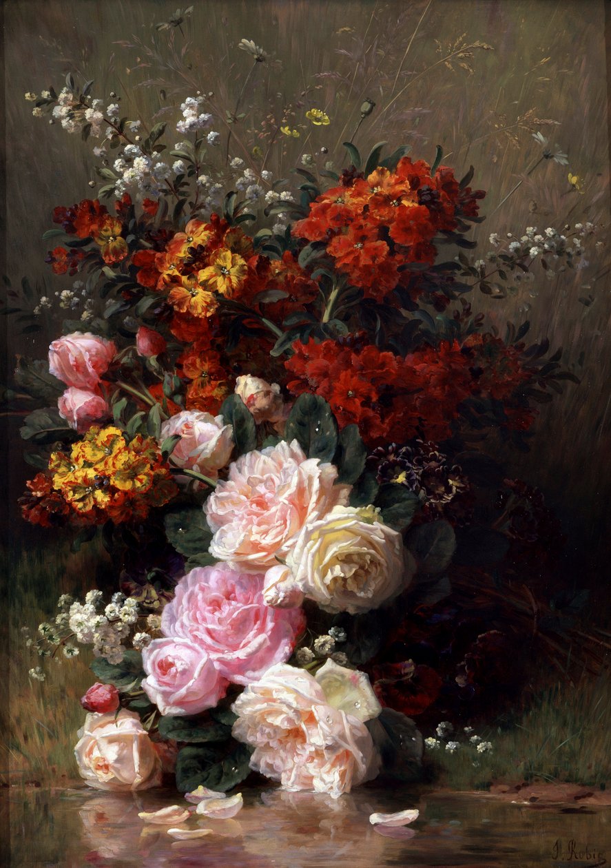 Sommerblumen (einschließlich Rosen und Geranien) von Jean Baptiste Robie