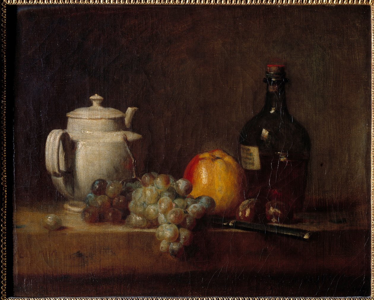Die weiße Teekanne mit Trauben von Jean Baptiste Simeon Chardin